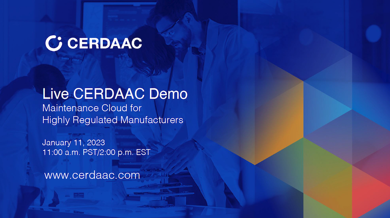 Live CERDAAC Maintenance Cloud Demo