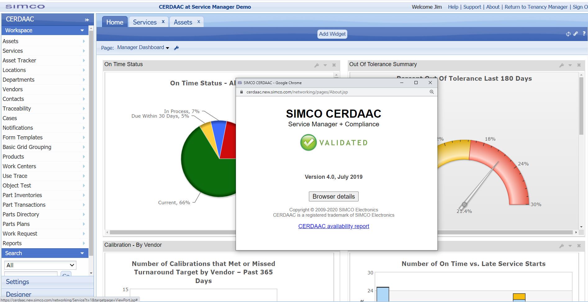 CERDAAC Prevalidated software screenshot